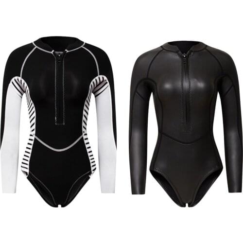 2MM Neoprene Wetsuit Women Long Sleeve Scuba Diving Wet Suit Swimsuit Rash Guard Wetsuit for Surfing Swimming Diving Suit