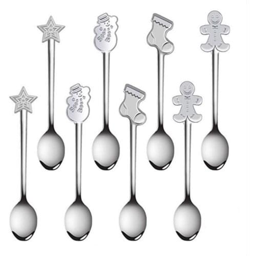 4pcs/set Stainless Christmas Coffee Spoons Dessert Spoon Tableware Christmas Decorations for Home decor Kitchen Accessories