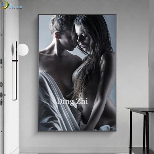 5D DIY Diamond Painting Sexy Couple Poster Full Round Square Black White Diamond Embroidery Mosaic Home Decorations Resin Gift