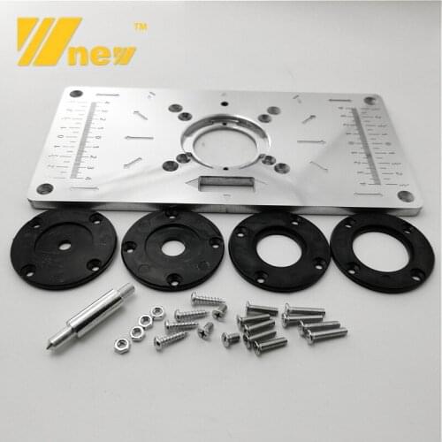 Aluminium Router Table Insert Plate Table For Woodworking Benches Router Plate Wood Tools Milling Trimming Machine With Rings