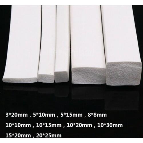 1 Meter White Sponge Cord Foam Rubber Strip 3*20mm 5*10mm -25*25mm 25*30mm Square Solid Foamed Silicone Rubber Seal Strip