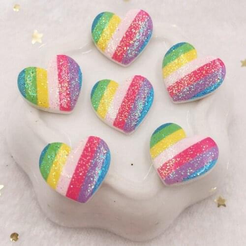 20pcs Glitter Colourful 16mm Heart Flatback Rhinestone Applique DIY Wedding Scrapbook Ornaments Craft Supplies