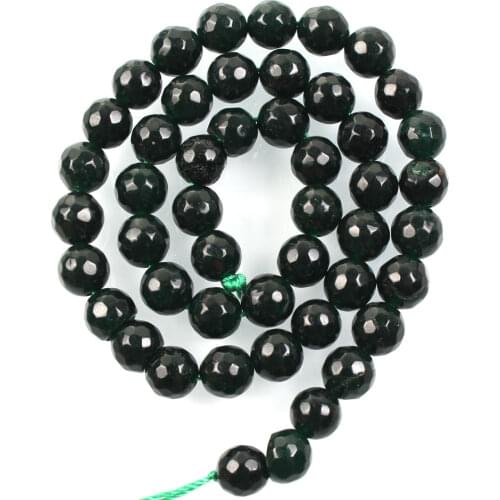 Natural Stone Beads Cut Surface Dark Green Marble Loose Beads for Jewelry Making Needlework DIY Bracelet Strand 4-12 MM