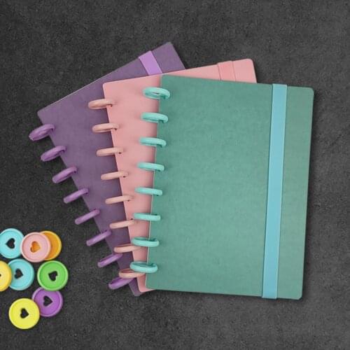DIY A5 Mushroom Hole Hand Account Book Accessories Loose-leaf Notebook Cover Assemble with Binding Discs Buckle Elastic Strap
