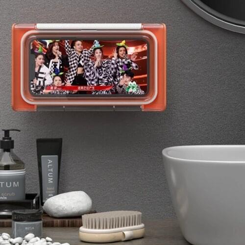 Shower Phone Box Bath Wall Mounted Shower Watching TV Holder Waterproof Phone Case Seal Protection Touch Screen Mobile Holder