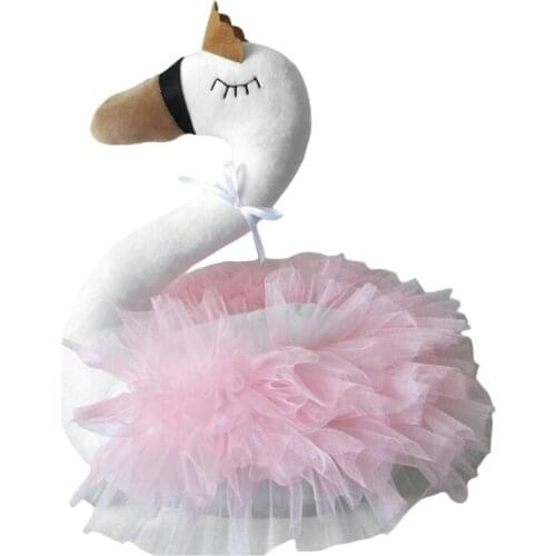 Kids Room Decoration Baby Sleeping Doll Cute Swan Stuffed Animal Toy Soft Gauze Pillow Birthday Gifts