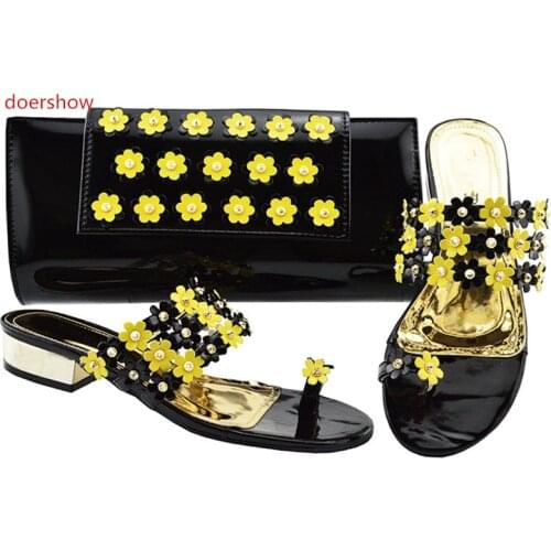 Doershow nice Shoes with Matching Bags High Quality Woman Italian Shoes and Bags Set Nigerian Wedding Shoes with Bag Set!Sbf1-13
