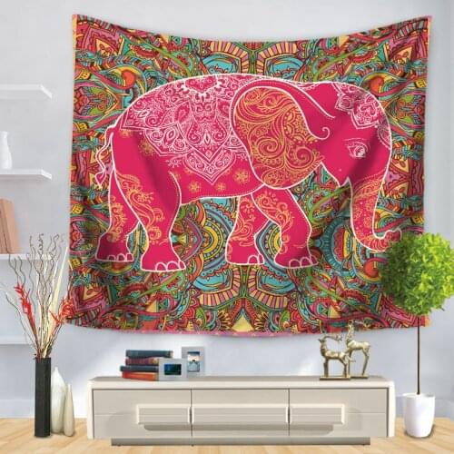 Home Decorative Wall Hanging Carpet Tapestry Rectangle Bedspread Cartoon Elephant Series Pattern GT1232