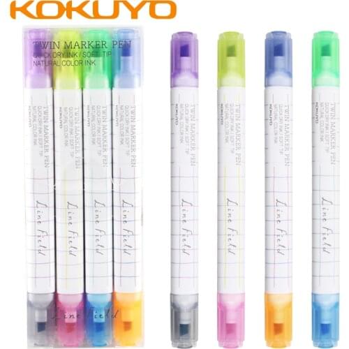 KOKUYO Highlighter Two-color Double-head Quick-drying Soft head Light color Fluorescent Marker Student Marker Marker