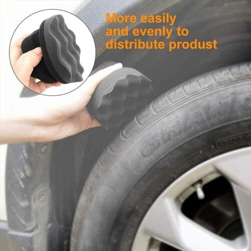 Car Leather Wax Polishing Sponge Handle Dust Wash Brush Foam Sponge Auto Car Detailing Car Products Applicator Pad Tire Waxing