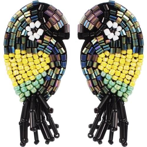 MANILAI Bohemia Bead Cute Animal Parrot Bird Earrings Handmade Bird Drop Earrings For Women Ethnic Statement Jewelry