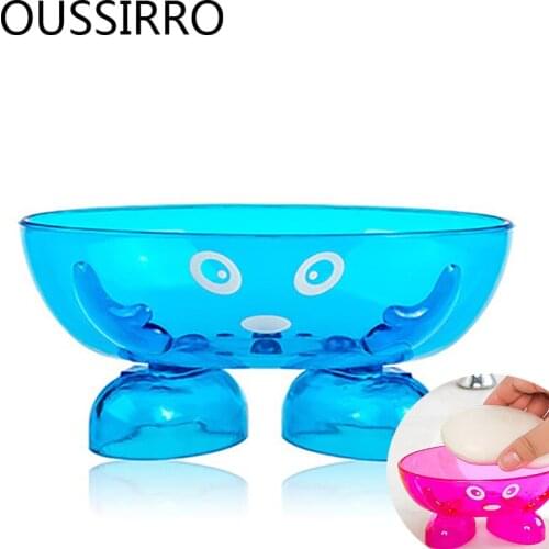 Cute Cartoon Soap Box Storage Soapbox Drainer For Bath Hollow Drain Soap Dish Plastic Soap Holder Essential Bathroom Supplies
