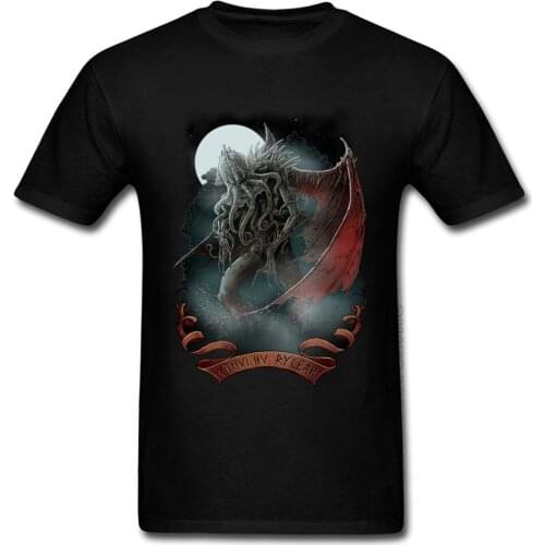 Autumn Winter Brand New Design Short Sleeve Tops T Shirt Natural Cotton Men Tshirts Cthulhu Demon Design T Shirts Fashion Cool