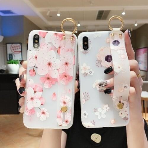 3D Relief Phone Cases For iphone 12 XR 7 8 6 6s plus 11 Pro Max X Xs SE Flower Soft Silicone Wristband Cover