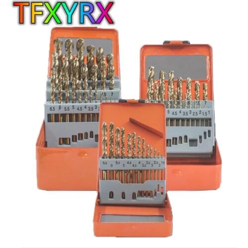 13/19/25pcs M35 Cobalt Twist Drill Bit Set for Stainless Steel Metal Iron Alloy Straight Shank 1-13mm with Box