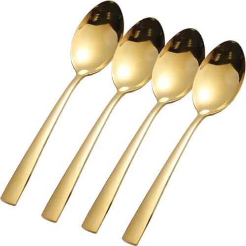 4PCS/set 18/10 Stainless Steel Spoon Set Ice Cream Coffee Spoon Teaspoon Cocktail Stirring Spoon Barware Drinking Tool Kitchen