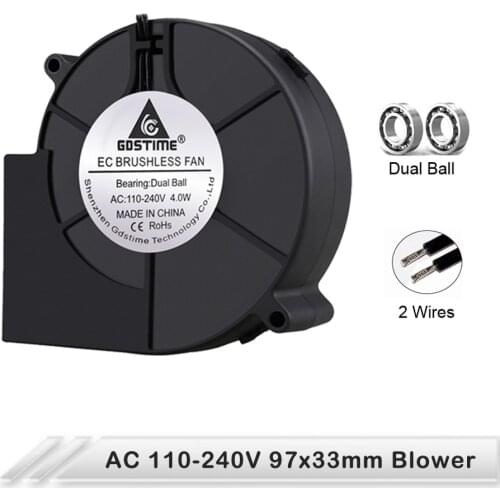 1PCS Gdstime 9733 97mm x 33mm AC 110V 115V 120V 220V 240V 97mm Ball Bearing EC Computer Case Cooling Blower Fan 2 Wire