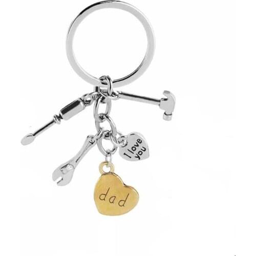 Dad I love you Letter Pendant Key Chain Fathers Day Gift Hand Tools Pendant Key Rings Alloy Key Holders Wholesale 20pcs/lot