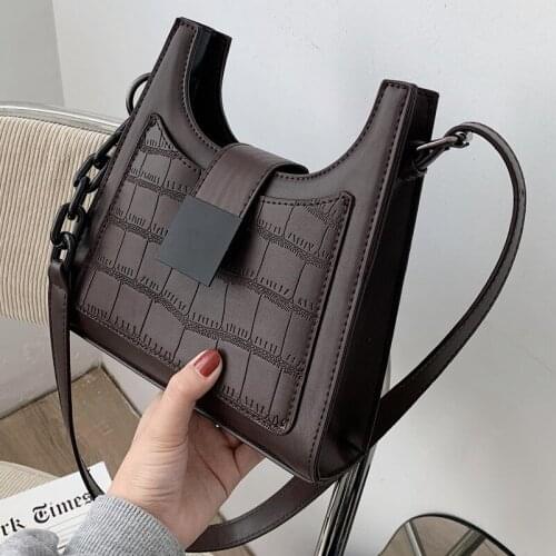 Crocodile Grain Mini Luxury Handbags for Women Fashion Wide Shoulder Strap Messenger Purse Retro Simple Style Crossbody Bags
