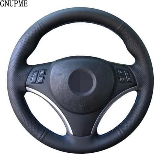 Hand-Stitched Black Artificial Leather Car Steering Wheel Cover For BMW E90 E70 E71 X5 X6 320i 325i 330i 335i 120d E87 120i 130i