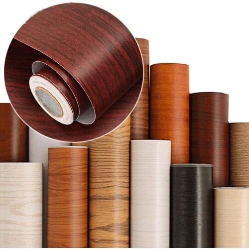 Waterproof Wood Vinyl Home Wallpaper Roll Self Adhesive Contact Paper Doors Cabinet Desktop Modern Furniture Decorative Sticker
