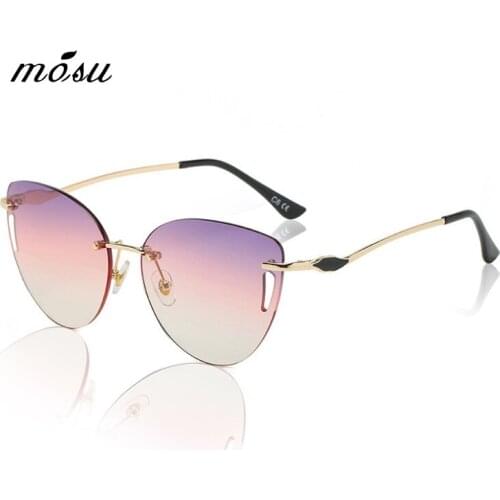 MOSU Women Cat Eye Sunglasses Ladies Trending Rimless Sun glasses Cat Eye Glasses UV400 Protection M50552