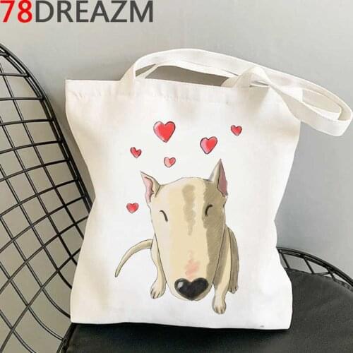 Bull Terrier shopping bag handbag shopping jute bag cotton recycle bag shopper bag reciclaje bolsa compra sac tissu