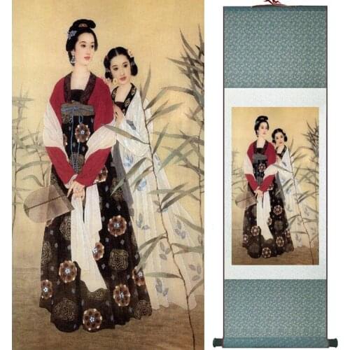 Traditional Chinese pretty girls painting Home Office Decoration beautifull women painting040603