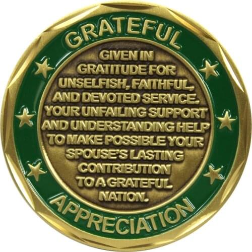 Custom coins low priceMilitary US Spouse Grateful Appreciation Challenge Coins New oem metal milirary coins FH810234