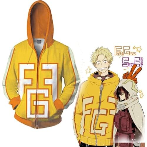Anime My Boku No Hero Academia Fatgum Yellow Hoodie Pullover Costume Sweatshirt for Adults Unisex Zipper Jackets Coat