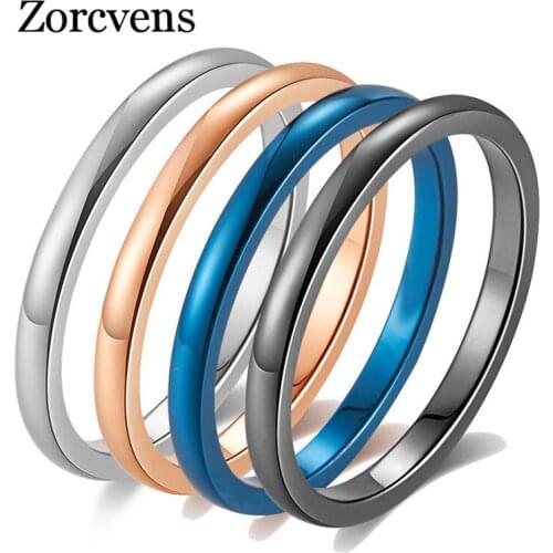 Modyle 2020 New Fashion 2mm Simple Rose Gold Color Stainless Steel Wedding Ring For Women Jewelry Gift Dropshipping