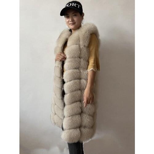 BEIZIRU Real Fur Fox Vest Natural Fur Coat winter warm natural long waistcoat true hair sleeveless silver fox vest Free Shipping