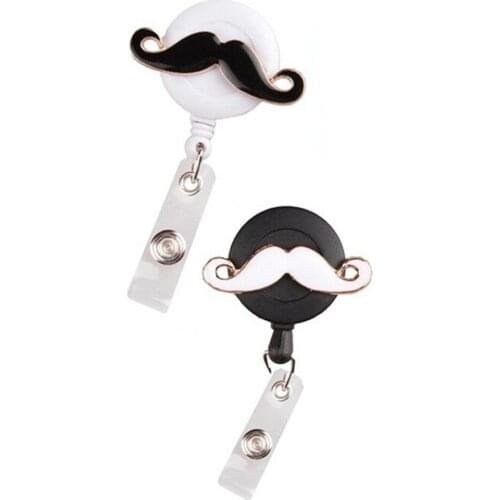 10pcs/lot Enamel Moustache Shape ID card yoyo Pull Badge Reel Holder Nurse Name Badeg Reel