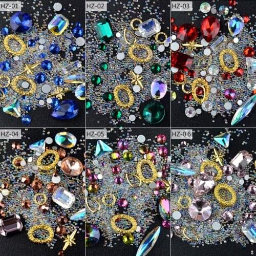 2box Shiny Crystal 3D Nail Art Decorations Diamond Rhinestone Pixie Caviar Beads Metal Rivet Jewelry Manicure Design Accessories
