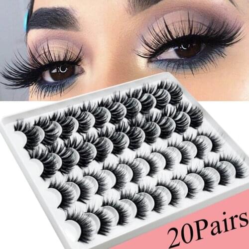 20 Pairs Of Natural False Eyelashes Cross Eyelashes Mink Eyelashes Grafted Eyelash Extension Sexy Ladies Thick Eye Makeup Makeup