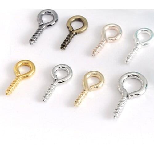 200pcs Small Tiny Mini Eye Pins Eyepins Hooks Eyelets Screw Threaded Gold Clasps Hooks Jewelry Findings For Making DIY