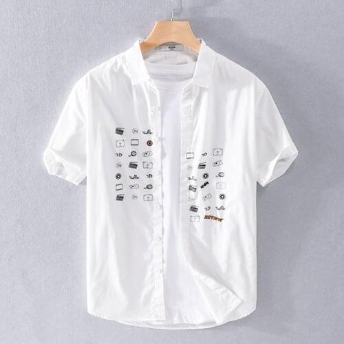 2021 Summer new style Suehaiwes brand Italy pure cotton shirt men short sleeve white fashion shirts for men camisa chemise tops