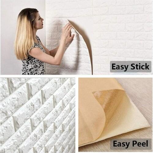 3D Wall Stickers Brick Bedroom Living Room Home Decor Waterproof Self-adhesive Wallpaper Kids Kitchen Bathroom TV Backdrop 60*60