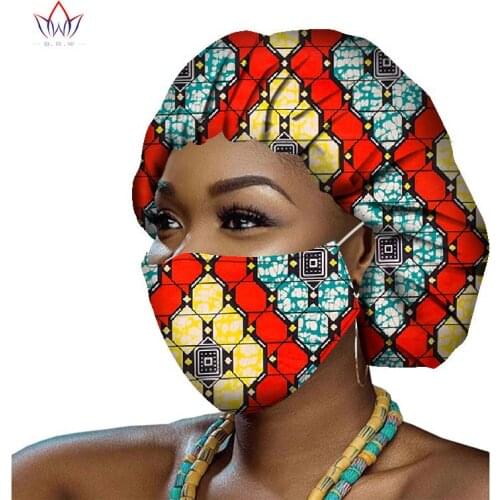 African Bonnets for Women Earrings African Ankara Print Bonnets Night Sleep Hat Turban Wax Batik Cotton WYN471