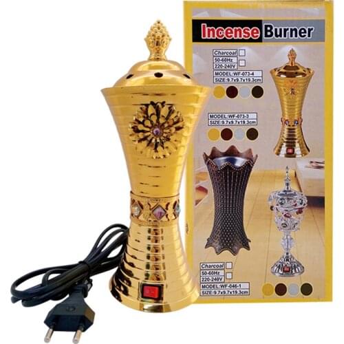 Arabian Evaporator 220V Metal Electric Incense Burner Muslim Mini Aroma Stove Charcoal Bakhoor Burner Sandalwood Incense Holder
