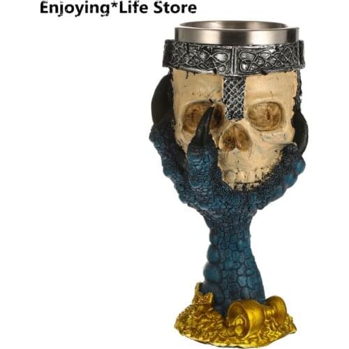 Wine Glass Resin Skull Stainless Steel Beer Mug Halloween Coffee Cup Bar Decoration Home Decoration