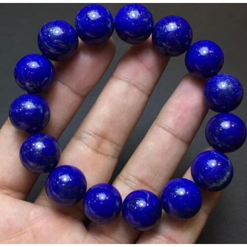 Genuine Natural Lapis Lazuli Royal Blue Gemstone Women Men Bracelet 14.5mm Round Beads Men Fashion Stone AAAAA