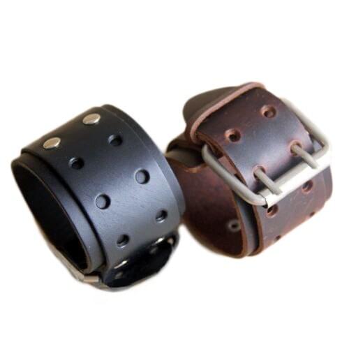 Genuine Leather Bracelet Men Women Fashion Belt Bangle Cuff Bracelet for Punk Style A3O2