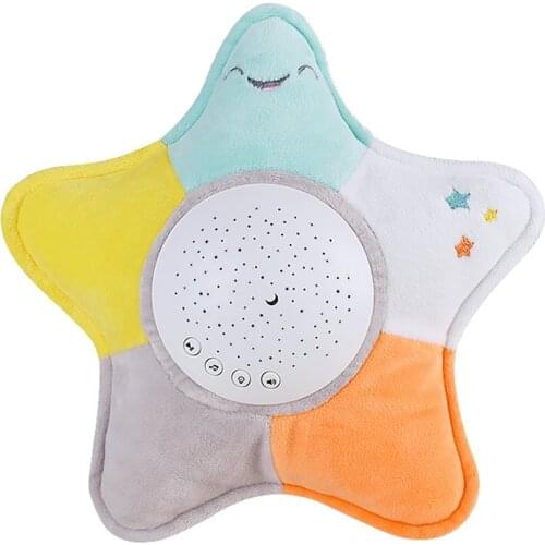 Children Soft Pentagram Stuffed Plush Toys Doll Musical LED Projector Night Lamp Baby Bedtime Soothing Comfort Dolls Toy for Kid