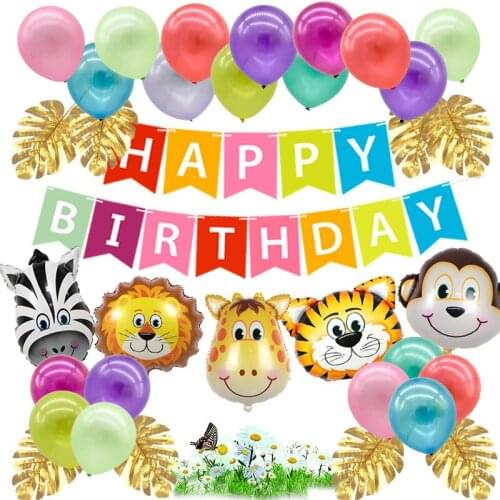 Childrens Forest Animal Ballons Birthday Jungle Party Decor Kids Birthday Toys Inflatable Helium Balloons Baby Shower Supplies