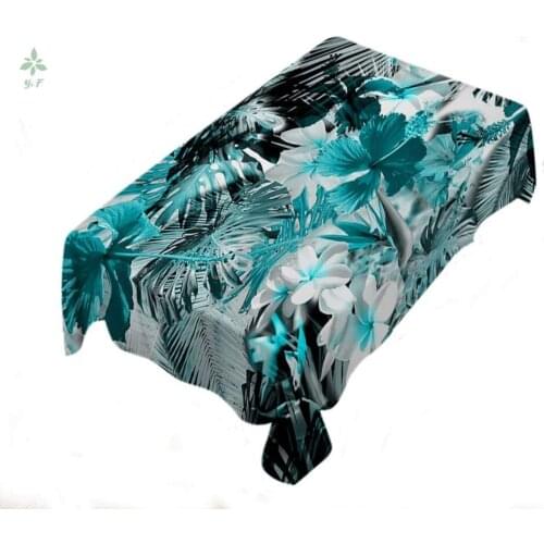 Home Decor Tropical Jungle Forest Floral Palm Tree Leaves Plume Flowers Tablecloth Decorative Table Cover For Picnic Outdoor