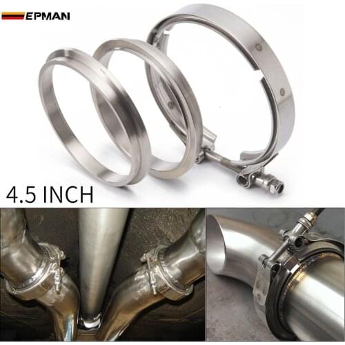 Racing Car T304 Stainless Steel V Band Clamp Flange Assembly For Exhaust Turbo Wastegate 4.5" OD Pipe EP-VKG45