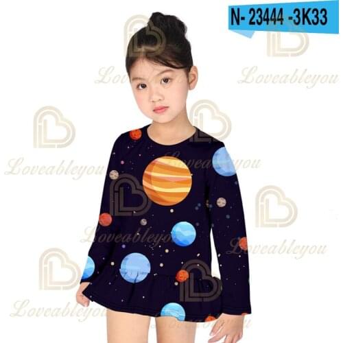 Hot Anime 3D Print Summer Girls Costume Long Sleeve Dress Cosplay for Kids Princess Dress Birthday Gifts