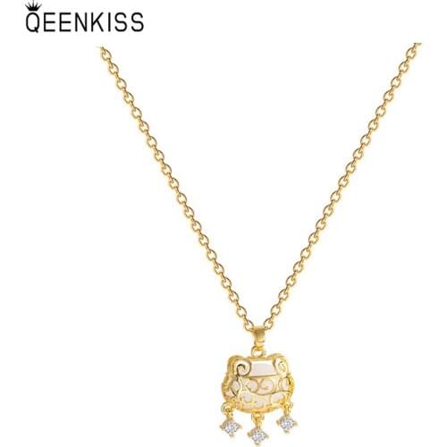 QEENKISS NC719 Fine Jewelry Wholesale Fashion Trendy Woman Girl Birthday Wedding Gift National Style 18KT Gold Pendant Necklace
