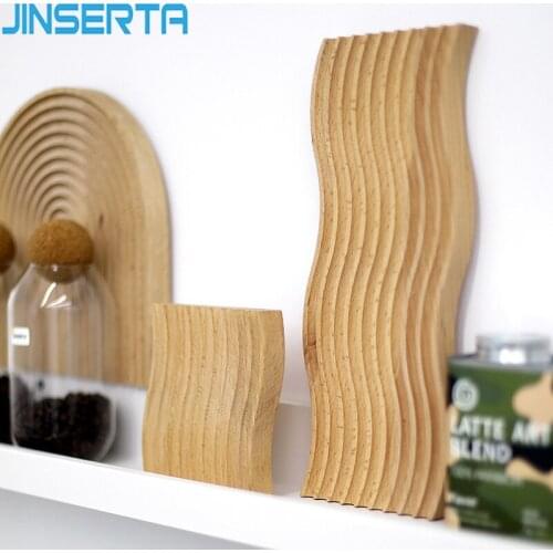 JINSERTA Wooden Storage Tray Dessert Fruit Cake Bread Plate Water Ripple Desktop Sundries Decor Tray Photography Props